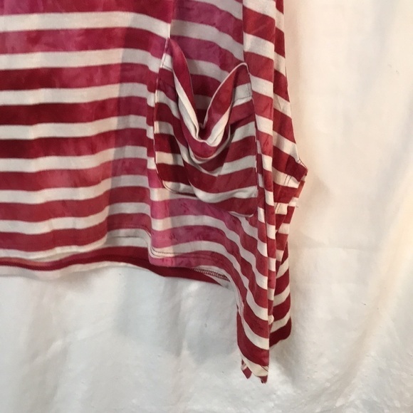 Chacha Vente NWT Women’s Top Long Tee Red white Tie dye Bleached look Size M - Picture 4 of 11